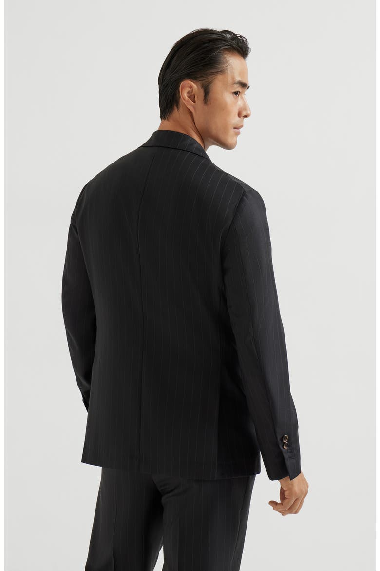 Chalk stripe unconstructed Cavallo blazer, Alternate, color, Black