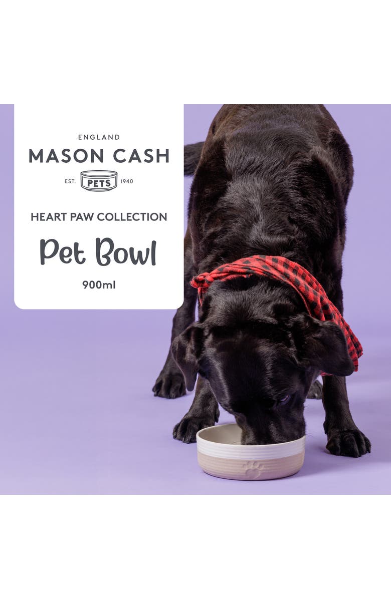 MASON CASH Heart Paw Pet Bowl, 7 Inch 32oz Cream & Tan, Alternate, color, Beige