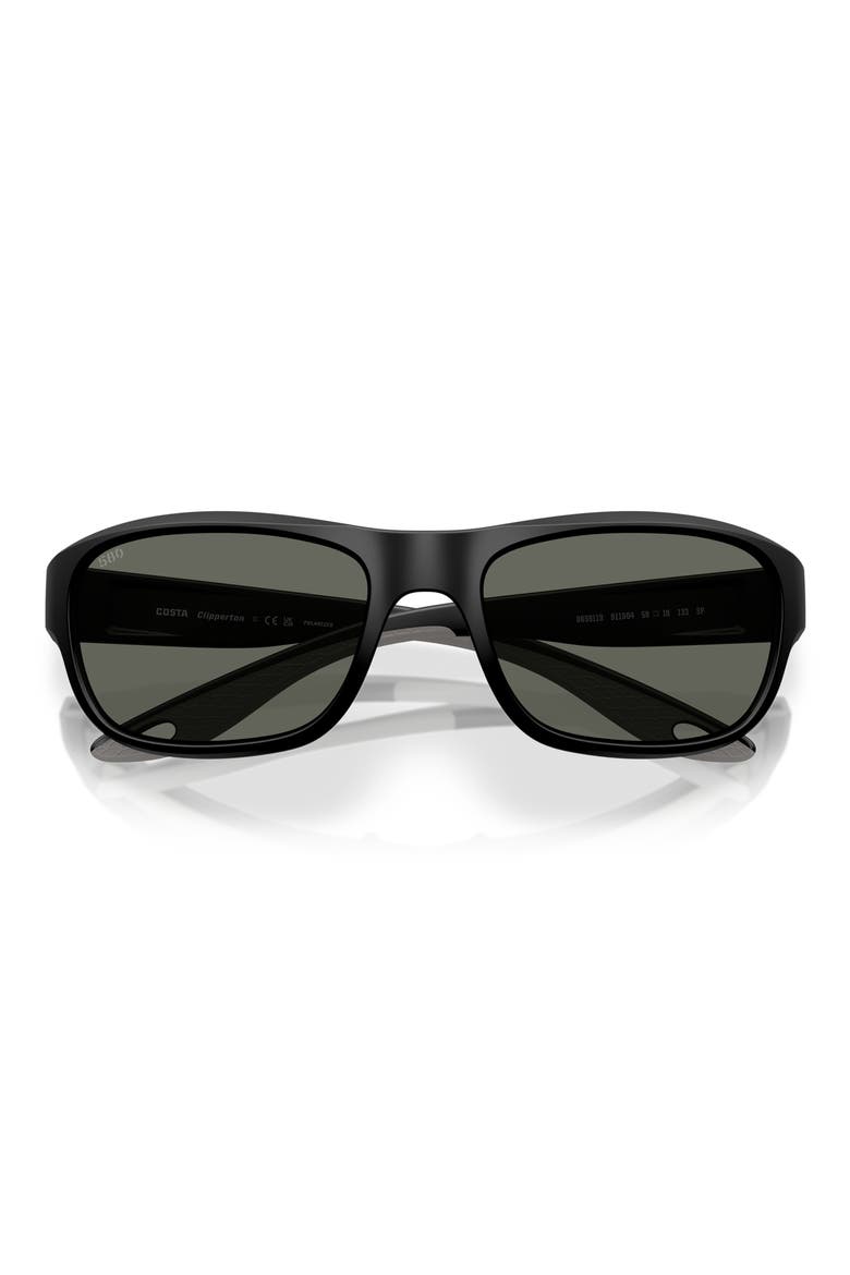 Clipperton 58mm Polarized Rectangular Sunglasses, Alternate, color, MATTE BLACK/ GRAY 580G