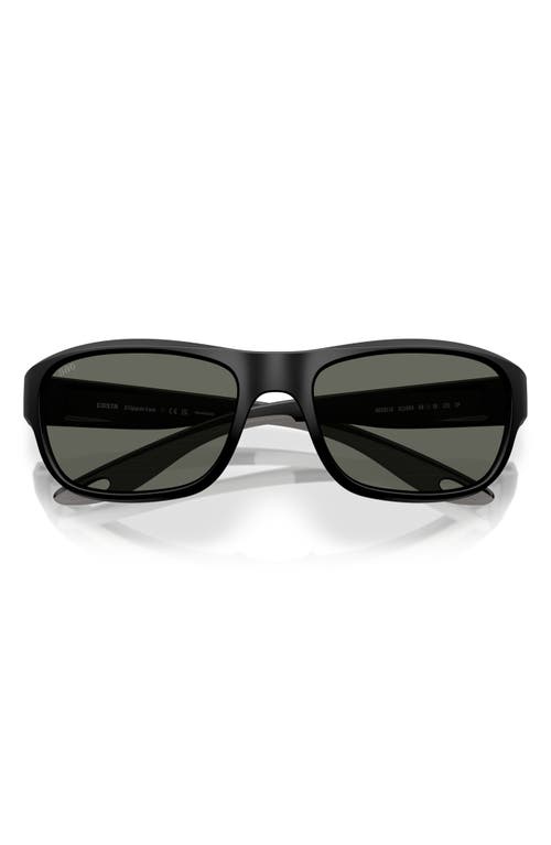 Costa Del Mar Clipperton 58mm Polarized Rectangular Sunglasses In Matte Black/gray 580g