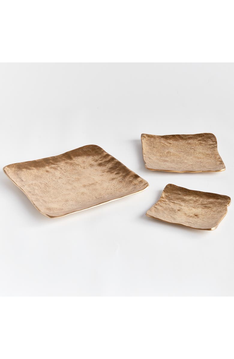 Napa Home & Garden Imani Decorative Square Gold Aluminum Metal Trays, Set of 3, Alternate, color,