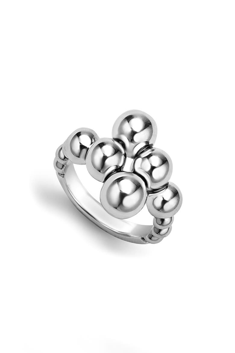Caviar Bubbly Cross Over Ring, Main, color, STERLING SILVER
