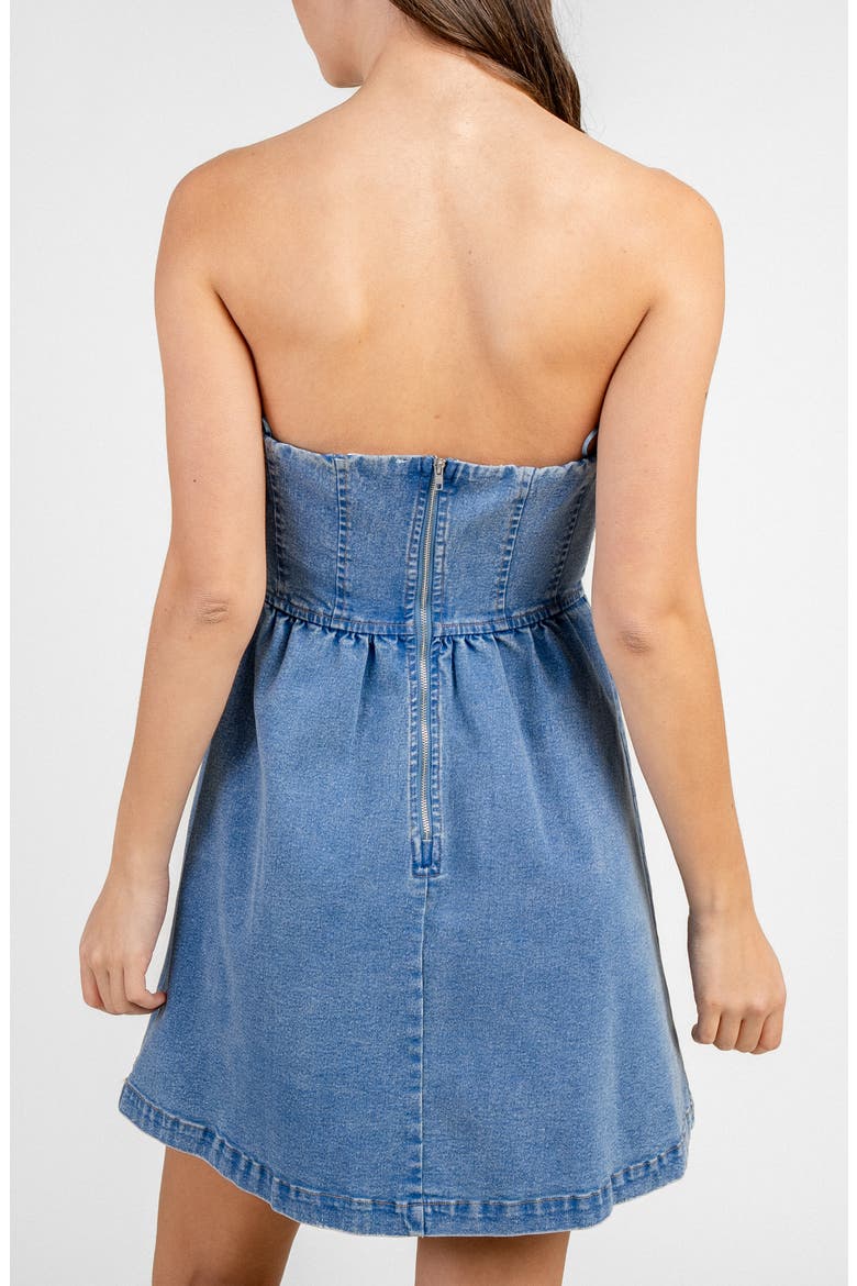 Strapless Denim Minidress, Alternate, color, DENIM