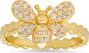 Queen Jewels 14K Gold Plated Sterling Silver Cubic Zirconia Bee Ring