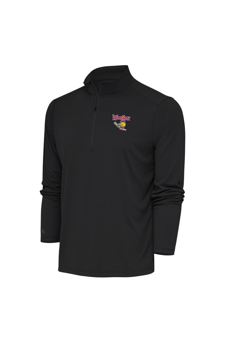 ANTIGUA Men's Antigua  Charcoal Worcester Red Sox Tribute Quarter-Zip Pullover Top, Main, color, 