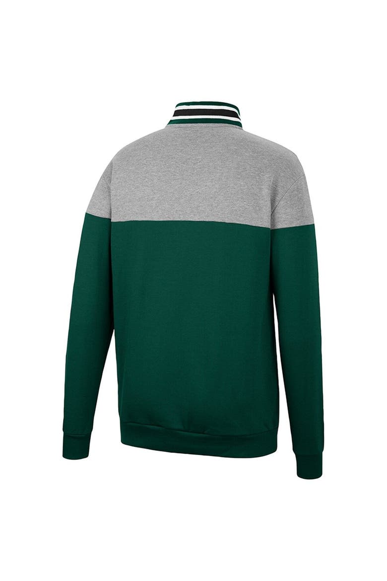 Men's Colosseum Green/Heather Gray Michigan State Spartans Be the Ball Quarter-Zip Top, Alternate, color, Green