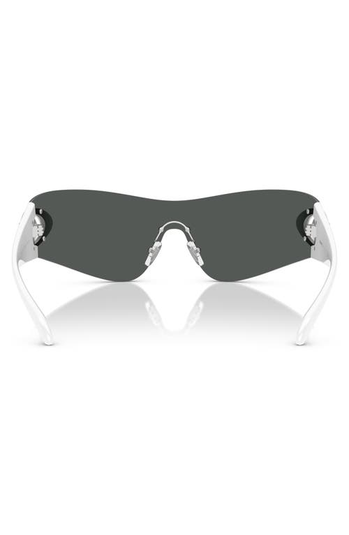 Versace Eclipse 142mm Rimless Wrap Shield Sunglasses In 10008742 Dark Grey