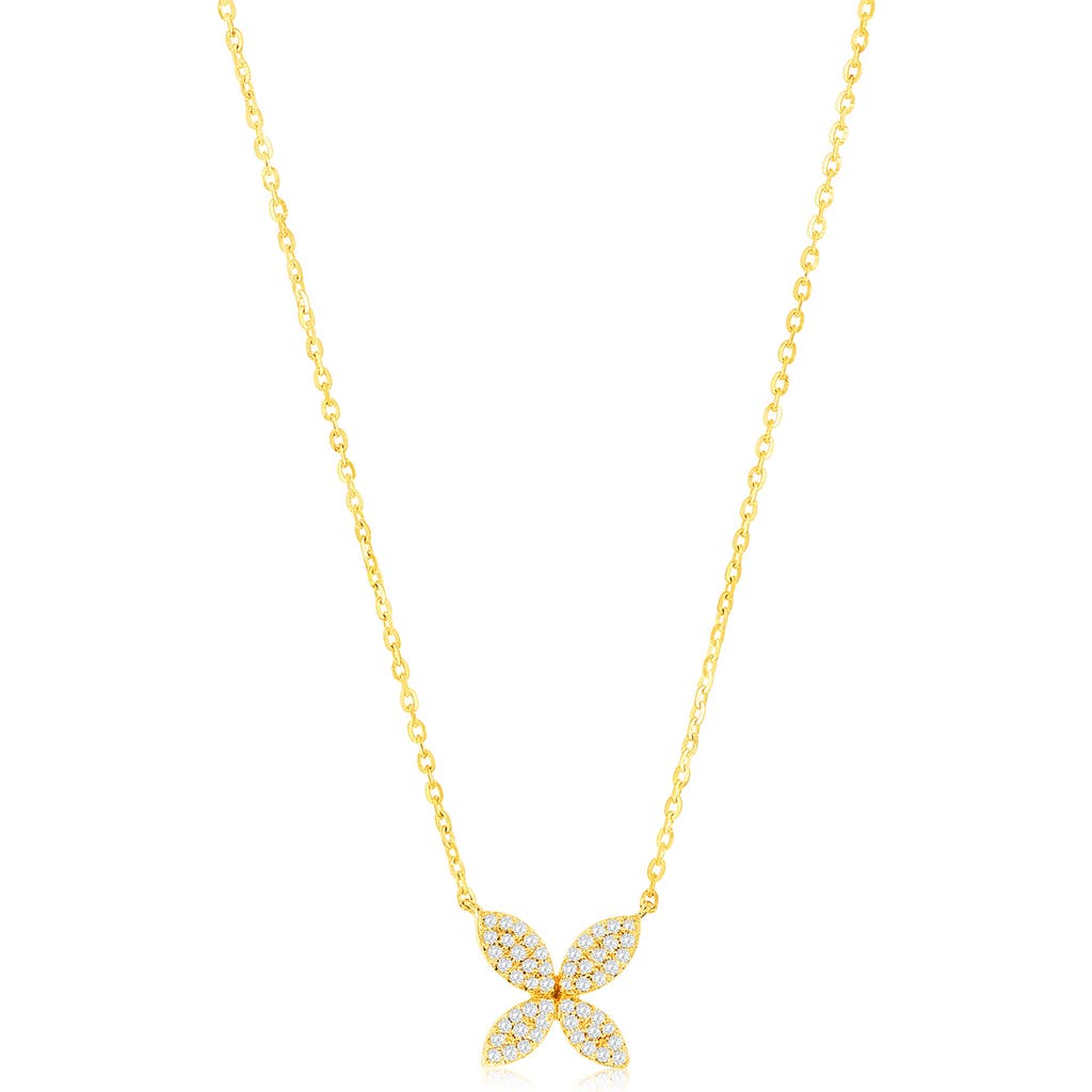 Suzy Levian Diamonds Pavé Simulated Diamond Pendant Necklace In Yellow