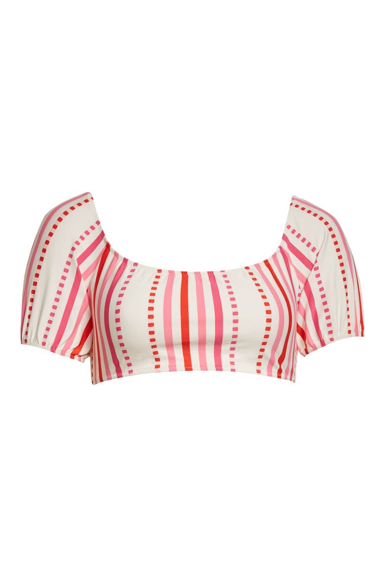Eshe Puff Sleeve Bikini Top, Alternate, color, PINK