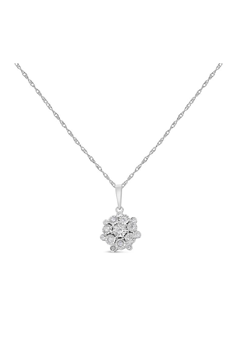Haus of Brilliance Silver 1/4 Cttw Miracle Set Diamond Floral Cluster Pendant Necklace for Women, Alternate, color, White