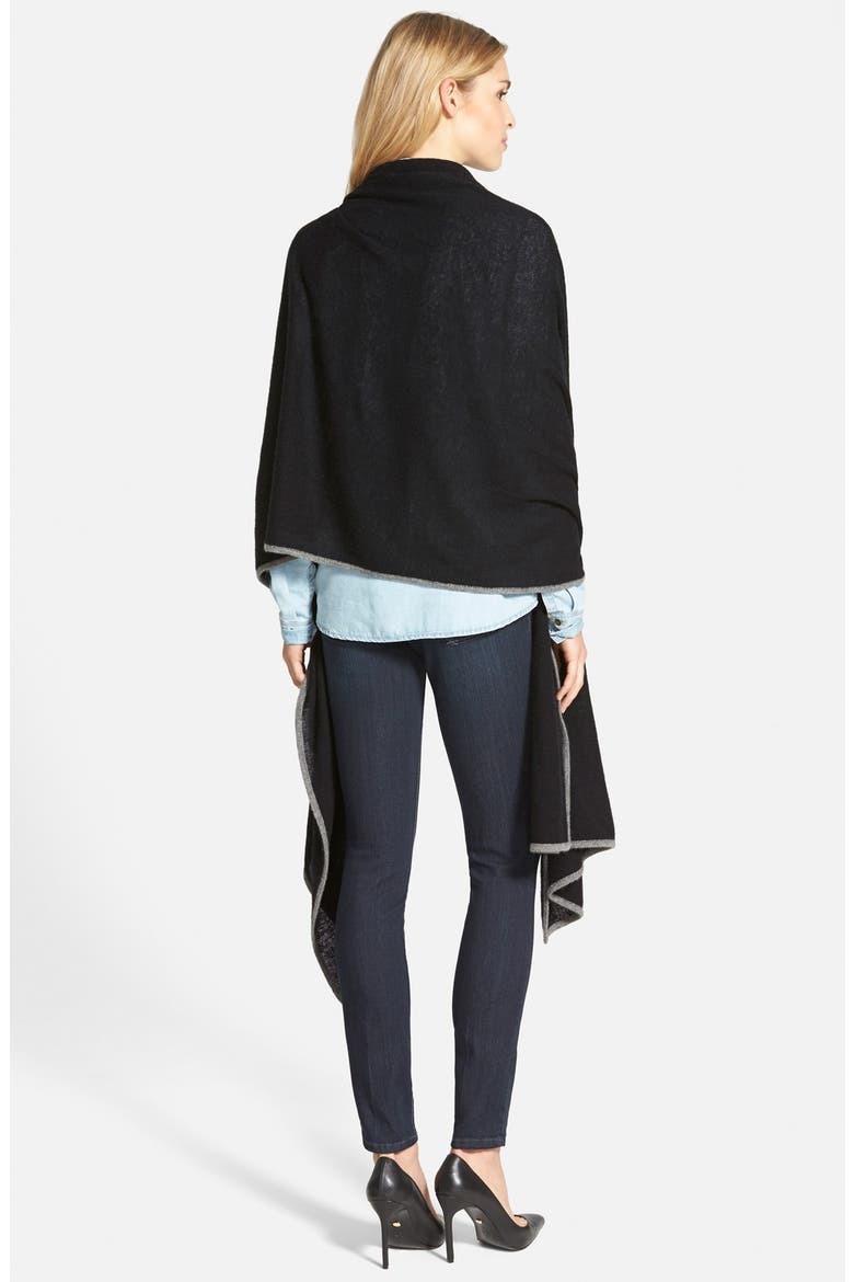 Cashmere Travel Wrap, Alternate, color, BLACK/ DARK GREY HEATHER