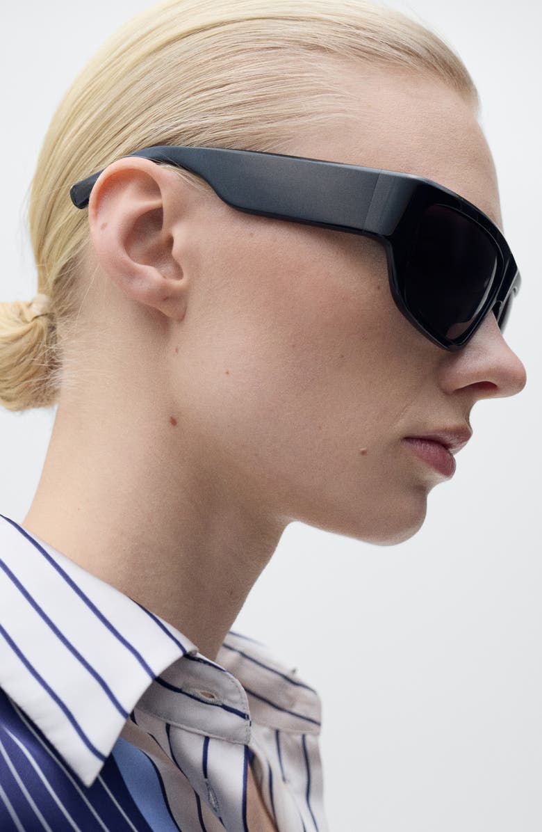 MANGO Stripe Satin Shirt, Alternate, color, Blue