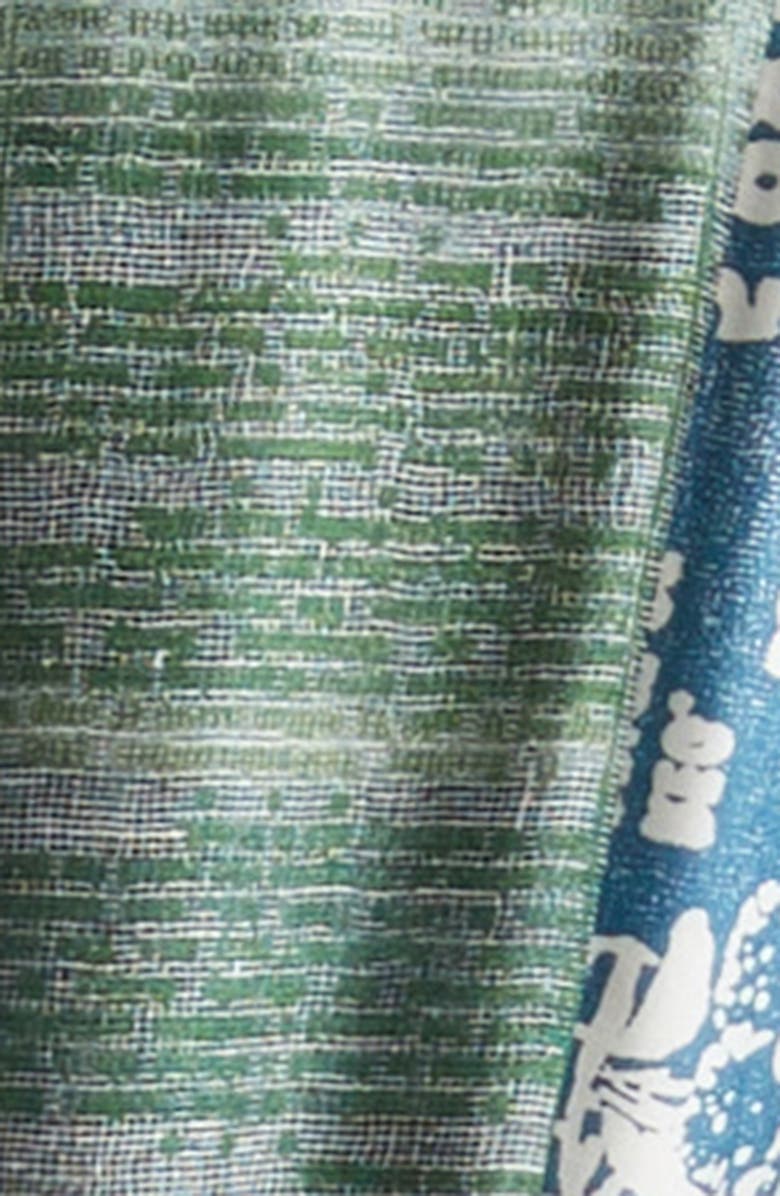 Jason Wu Collection Collage Print Belted Long Sleeve Sandwashed Silk Shirtdress, Alternate, color, Blue Green Multi