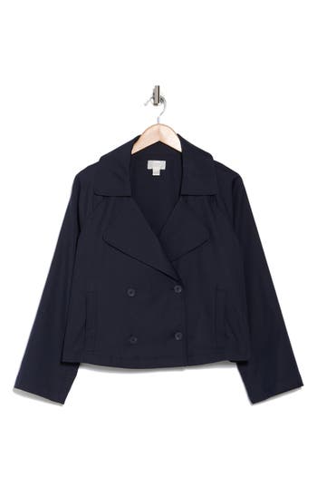 Nordstrom Rack Double Breasted Crop Trench Coat In Navy Night