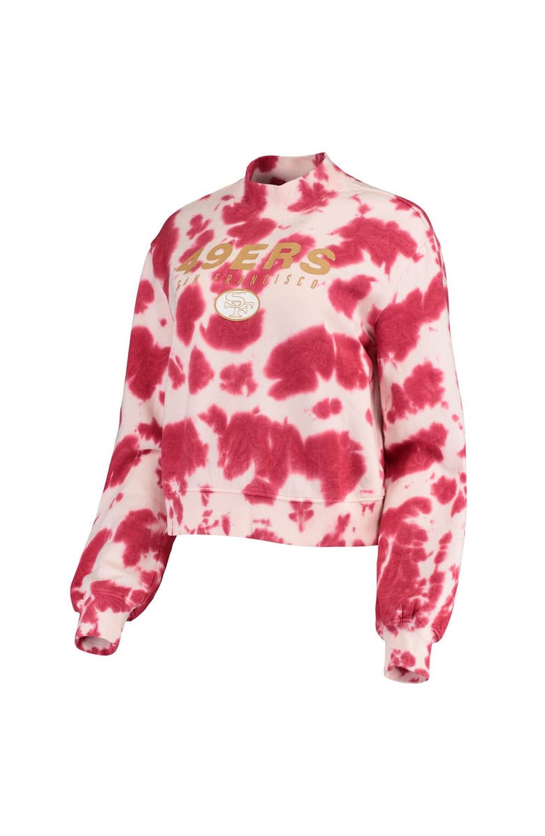 Junk Food Women's Junk Food Scarlet San Francisco 49ers Tie-Dye Cropped Pullover Sweatshirt, Alternate, color, 