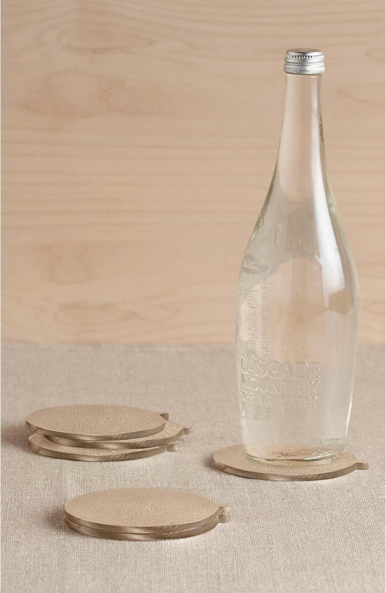 The Collective Home Stinson Antique Brass Coasters - Set of 6, Main, color, Gold