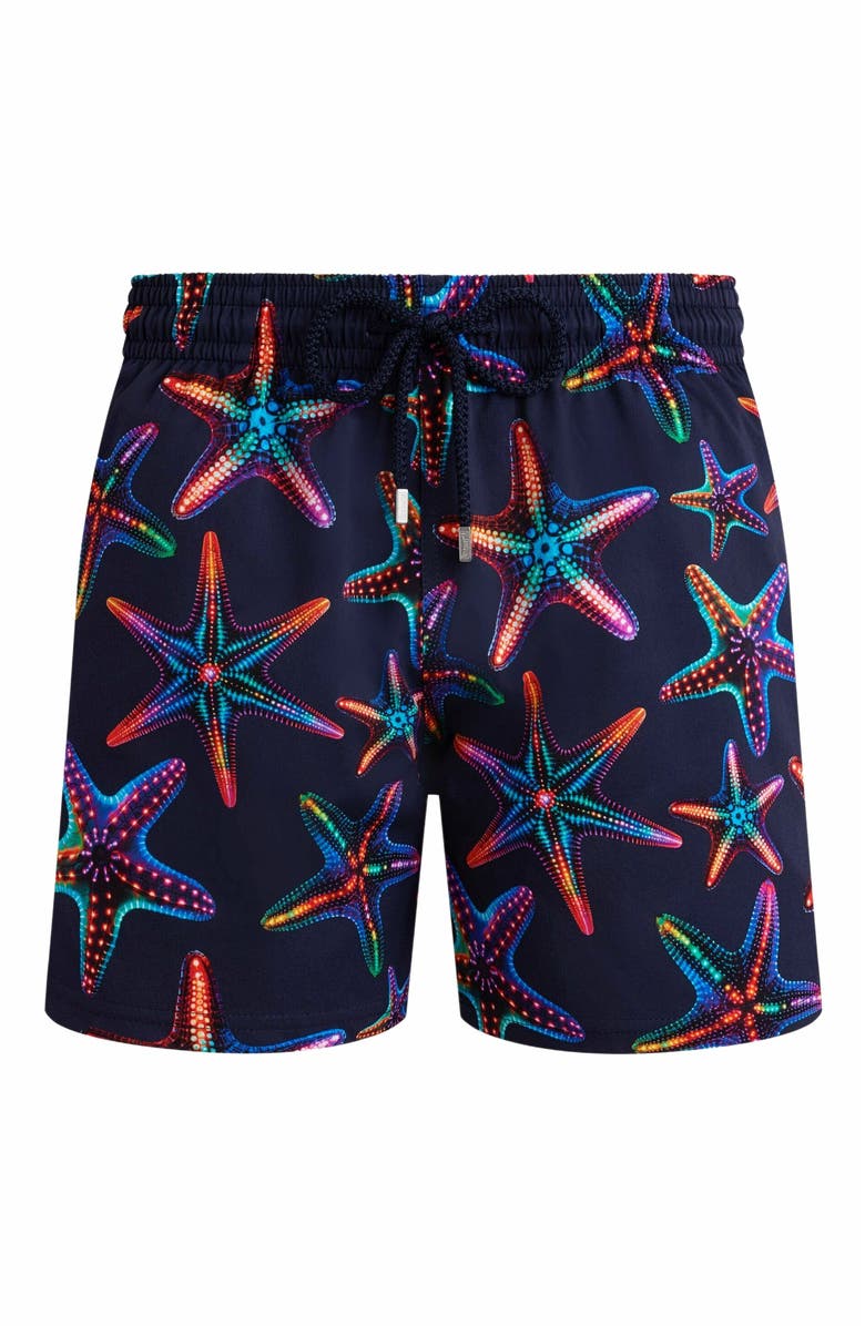 Vilebrequin Men's Disco Stars Stretch Short Swim Shorts, Alternate, color, Bleu Marine