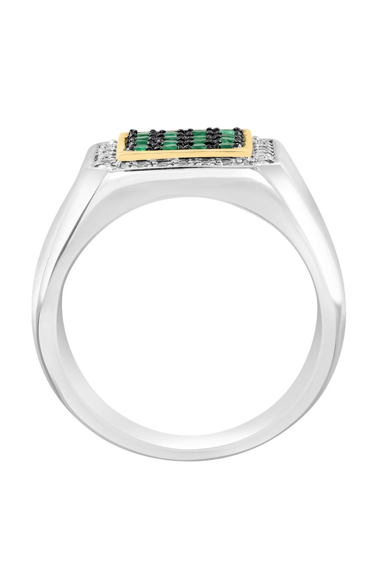 EFFY Men's Sterling Silver Emerald & White Topaz Ring, Alternate, color,
