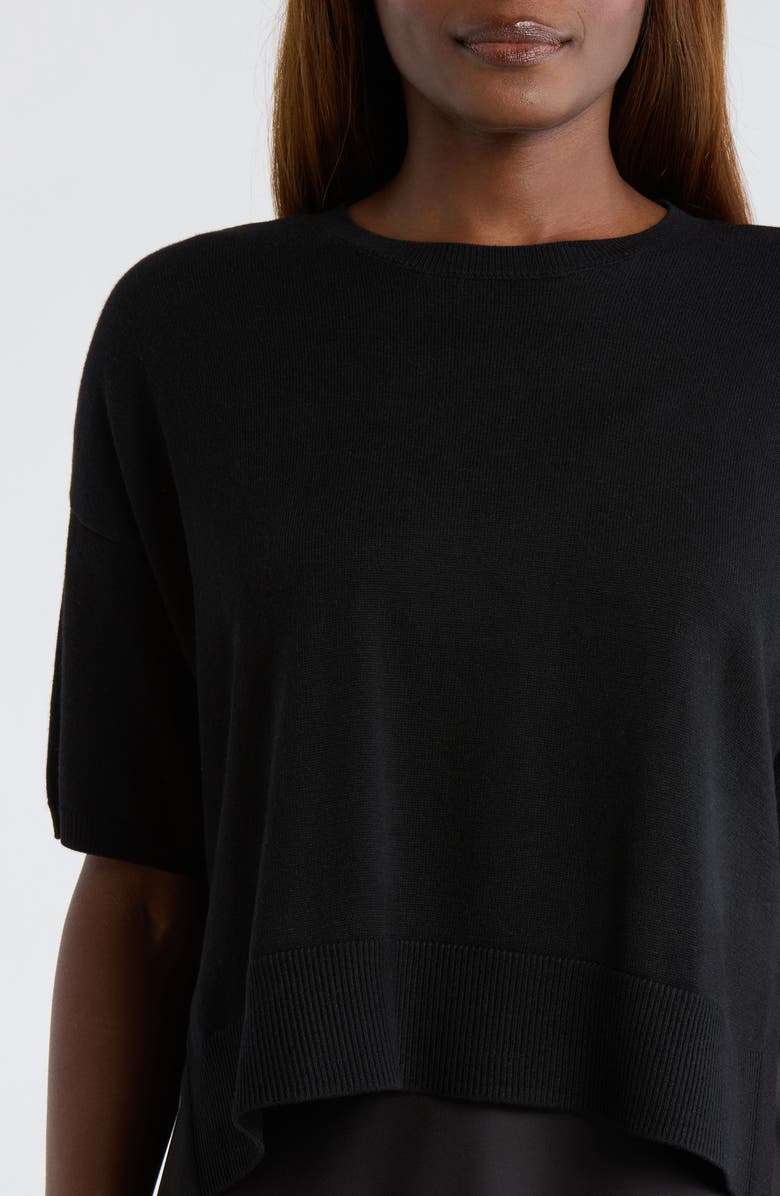 CeCe Dolman Sleeve Mixed Media Maxi Dress, Alternate, color, Rich Black