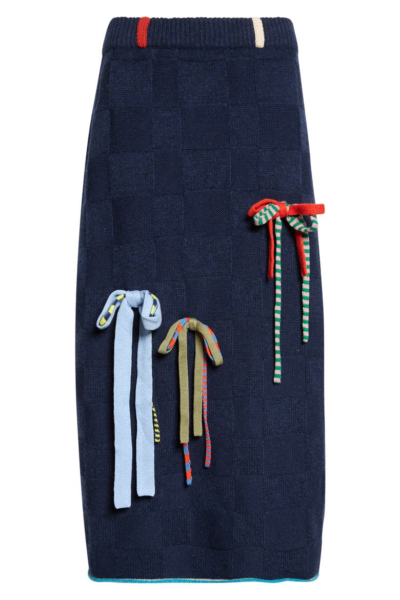 Multibows Lambswool & Cotton Sweater Skirt, Main, color, NAVY