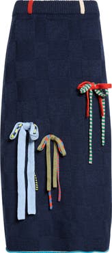 YanYan Multibows Lambswool & Cotton Sweater Skirt