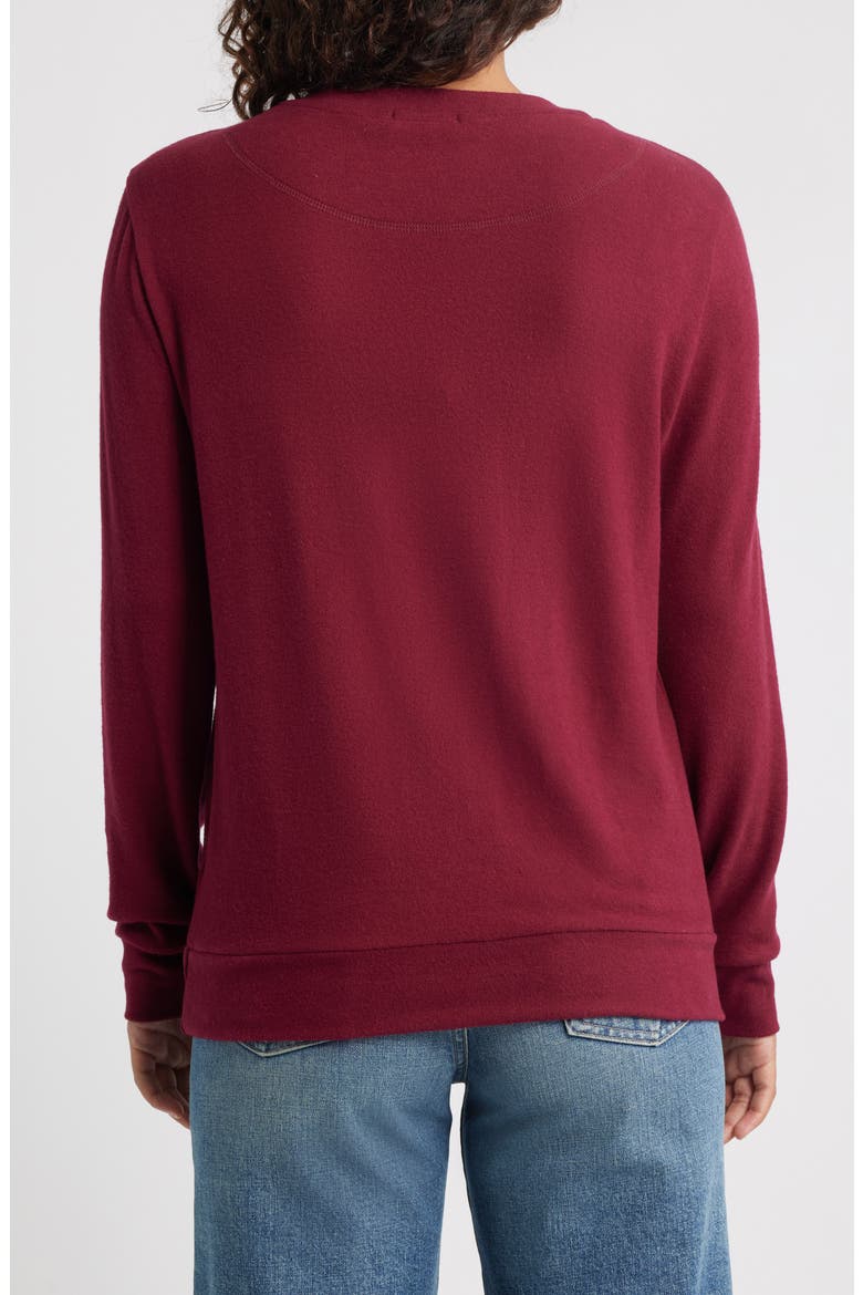 Brushed Jersey Crewneck Top, Alternate, color, BURGUNDY
