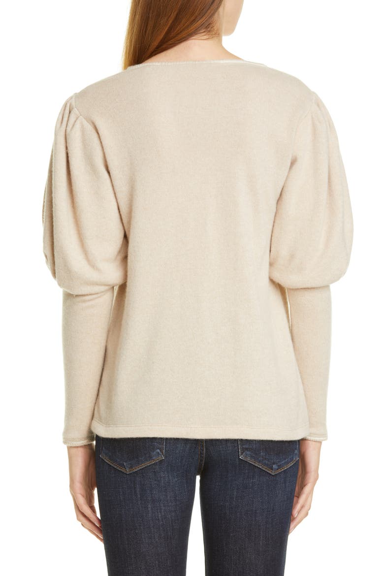 Puff Sleeve Cashmere Sweater, Alternate, color, ECRU