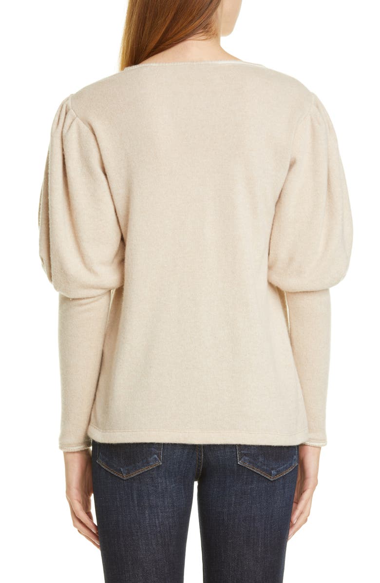 Johanna Ortiz Puff Sleeve Cashmere Sweater, Alternate, color, Ecru