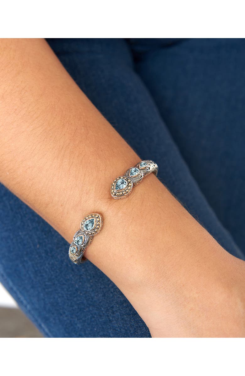 DEVATA Amethyst, Swiss Blue Topaz & Sterling Silver Bali Ubud Cuff Bracelet, Alternate, color,