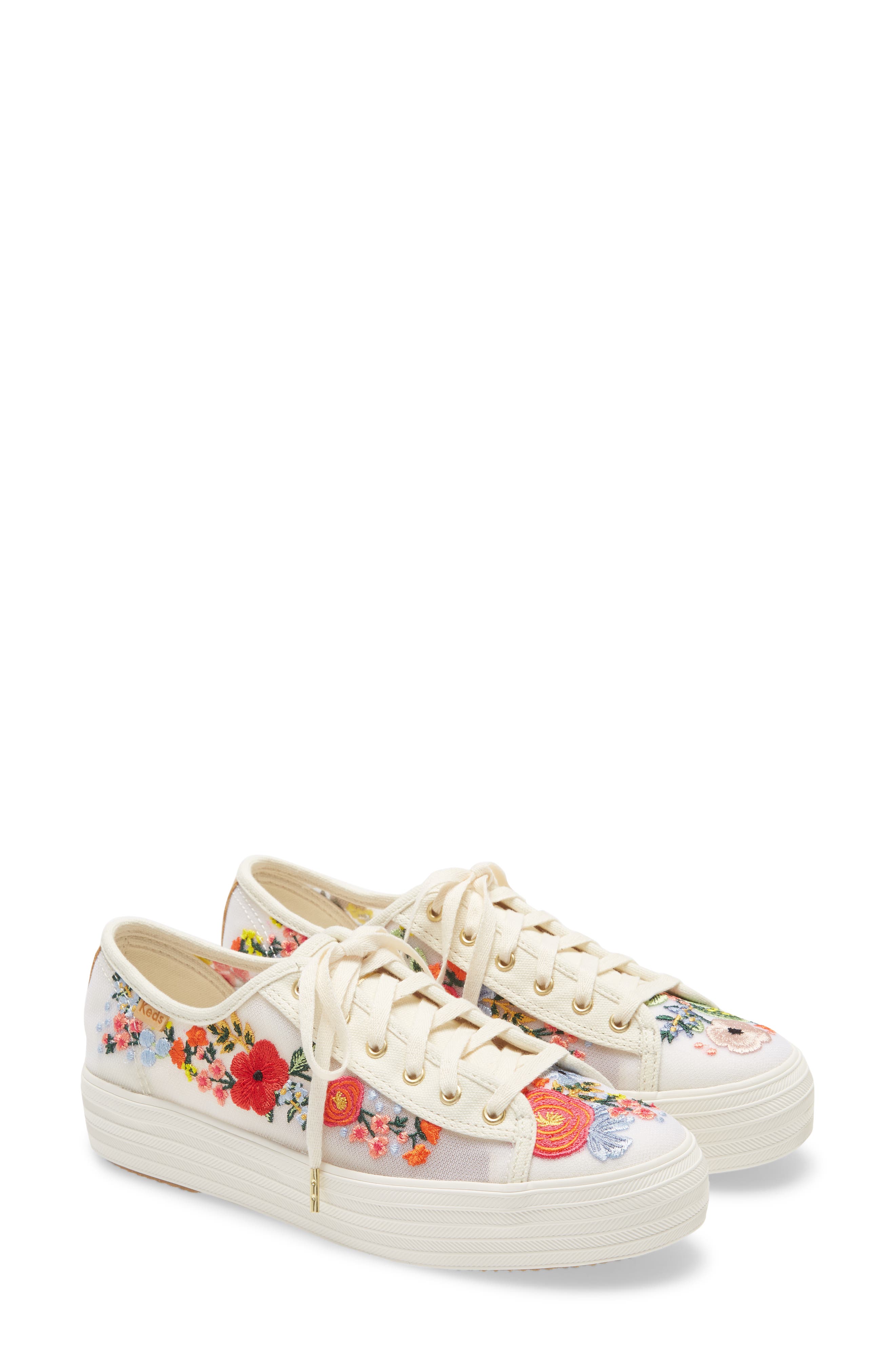Keds<sup>®</sup> x Rifle Paper Co. Triple Kick Floral Embroidered Mesh Sneaker, Alternate, color, 