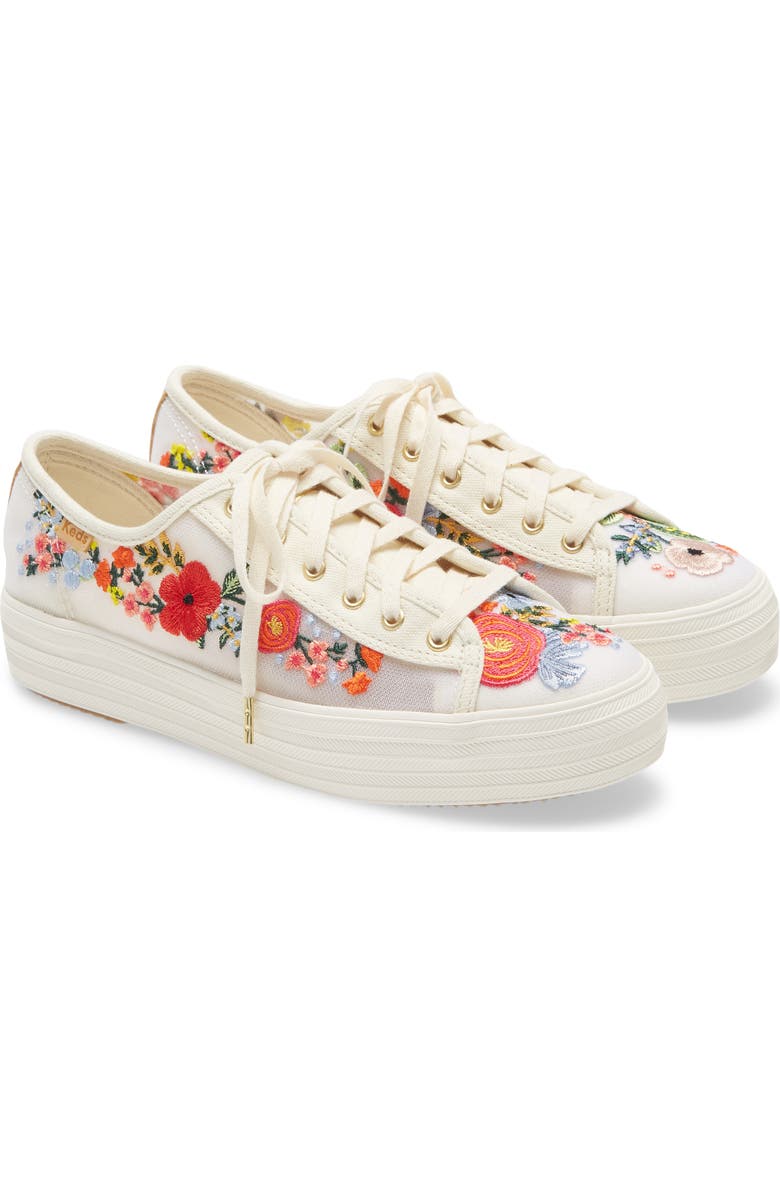 Keds<sup>®</sup> x Rifle Paper Co. Triple Kick Floral Embroidered Mesh Sneaker, Alternate, color,