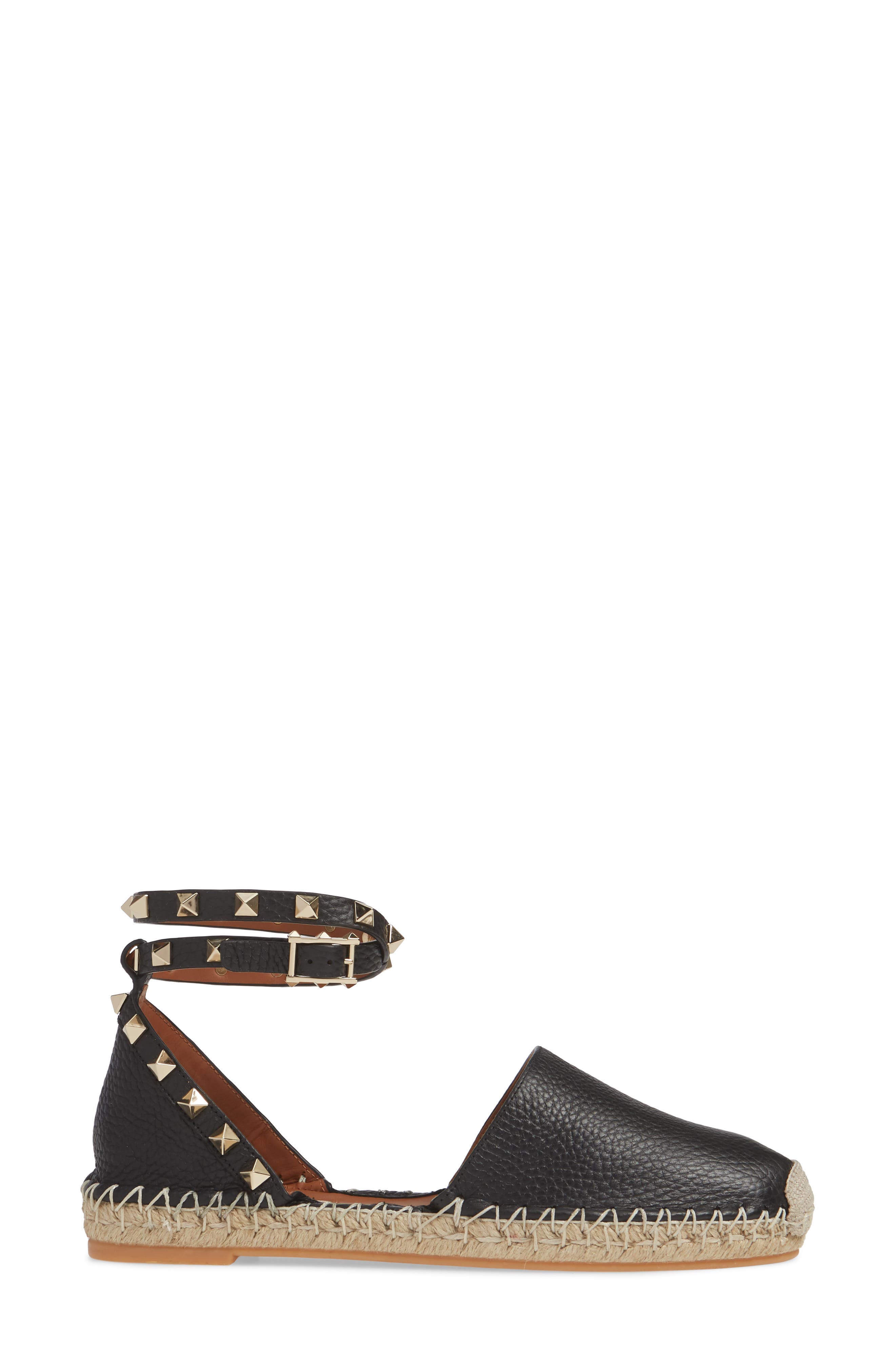 Valentino Garavani Rockstud Espadrille Flat, Alternate, color, 