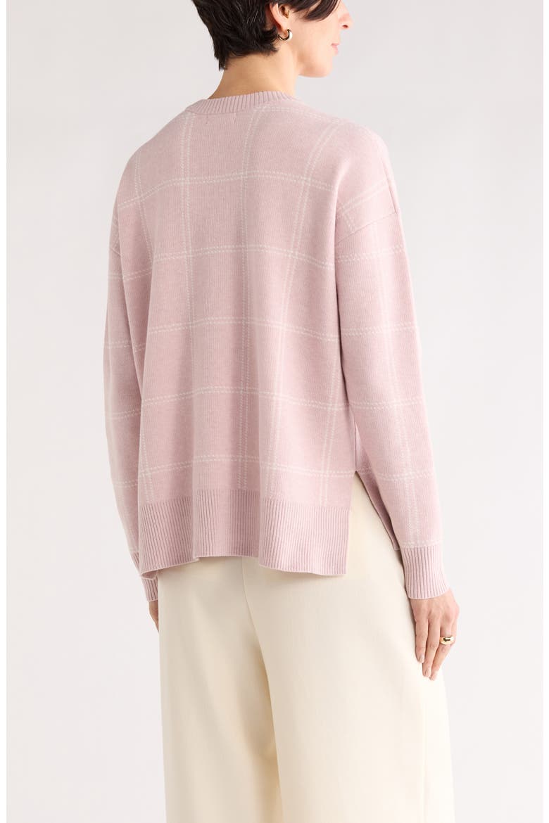 Patterned Crewneck Sweater, Alternate, color, PURPLE LILAC WINDOW GRID