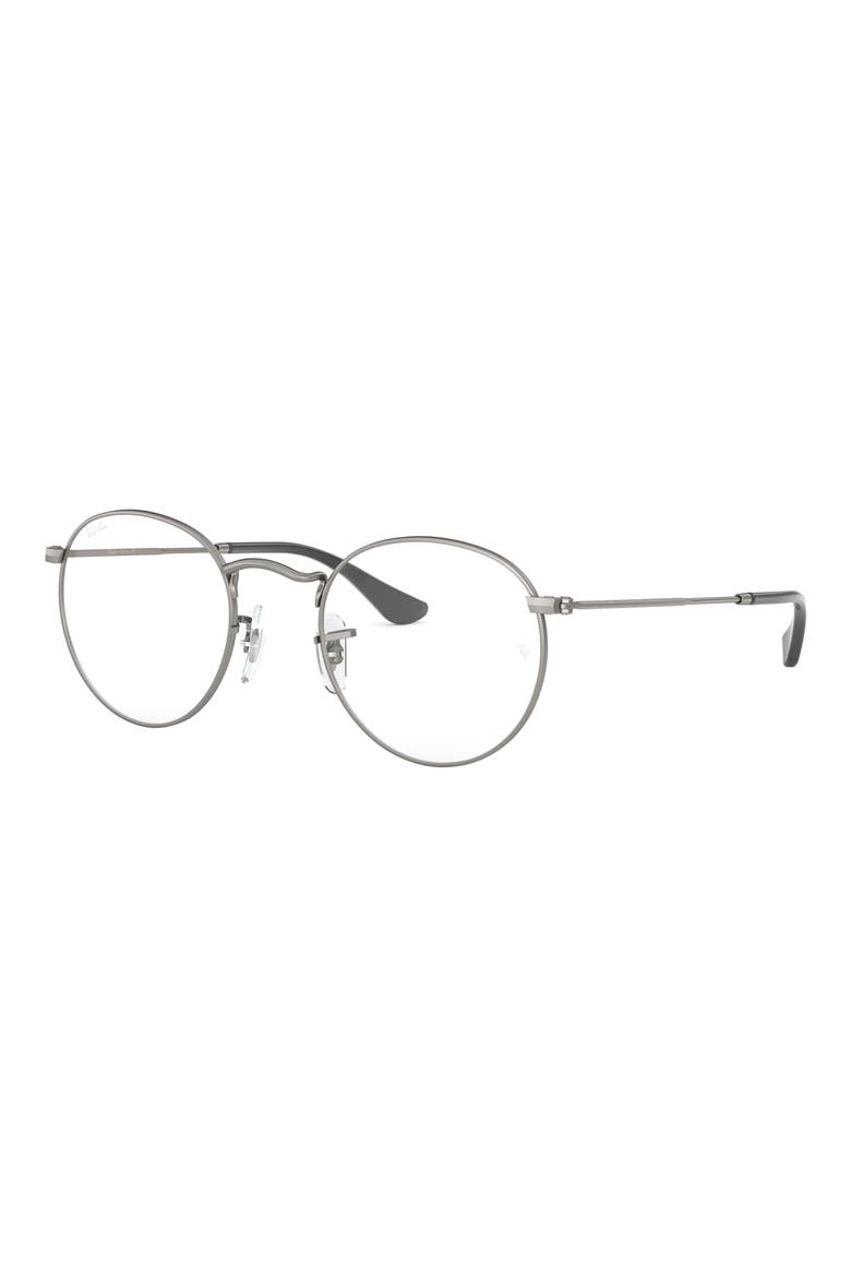 Ray-Bay 47mm Round Optical Glasses, Alternate, color, MATTE GUNMETAL