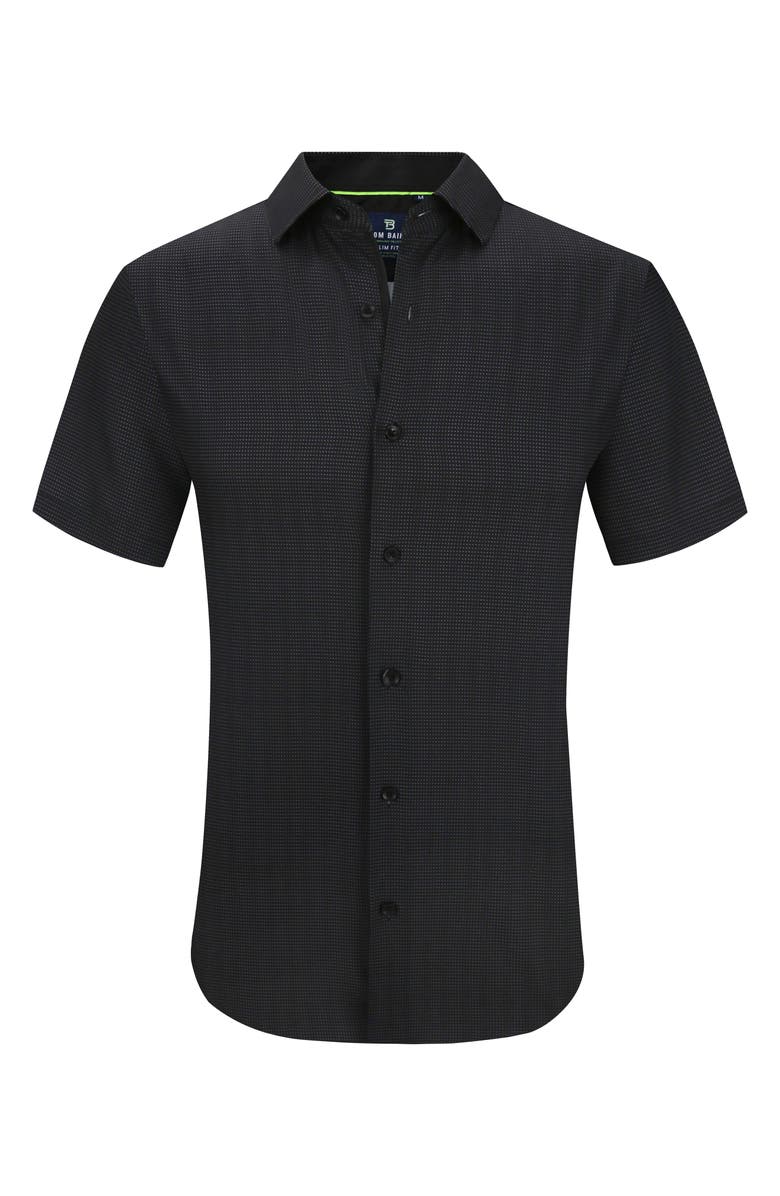 TOM BAINE Slim Fit Performance Short Sleeve Button-Up Shirt, Alternate, color, Black