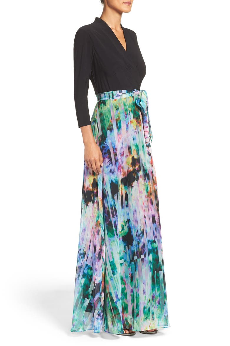 Mixed Media Maxi Dress, Alternate, color, BLACK/ MULTI