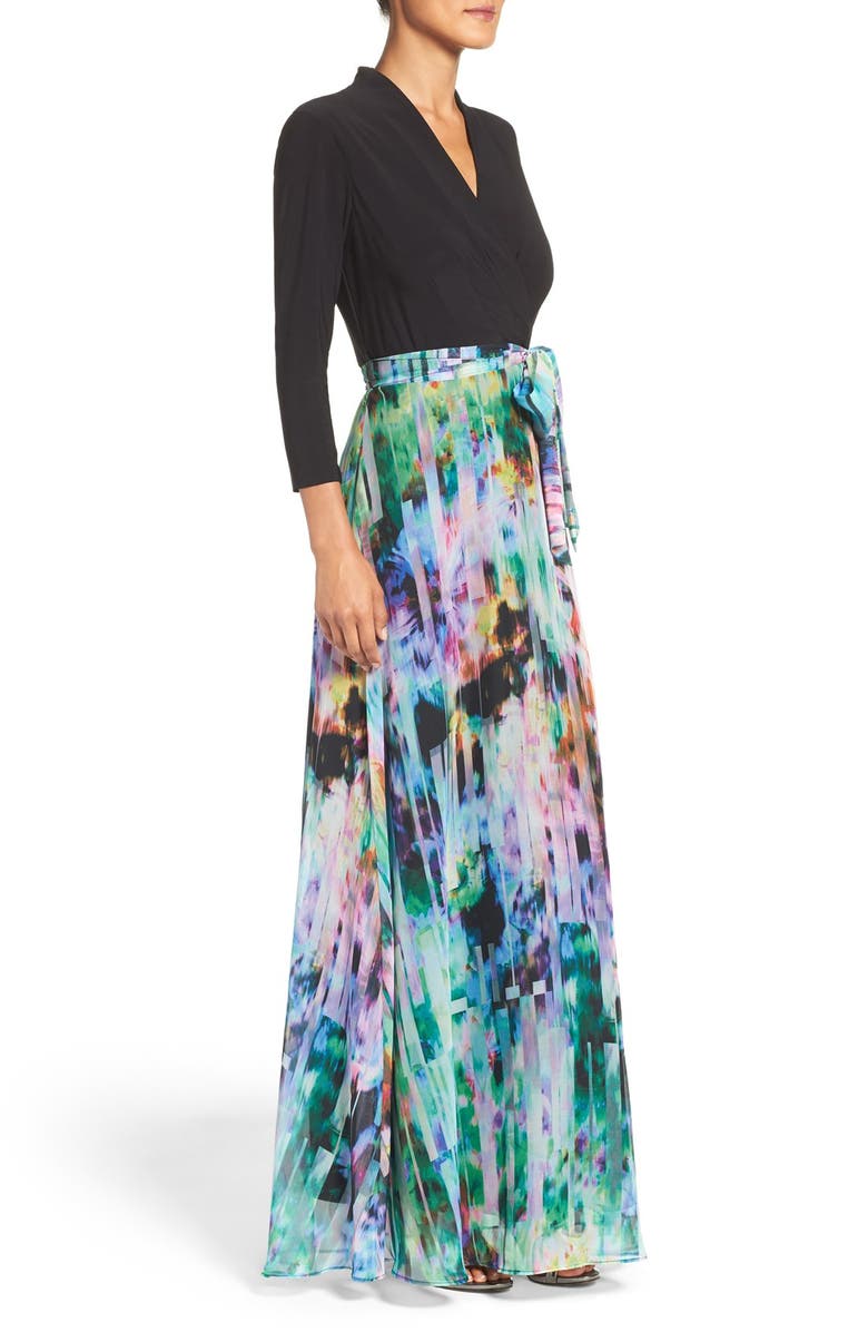 Chetta B Mixed Media Maxi Dress, Alternate, color, 