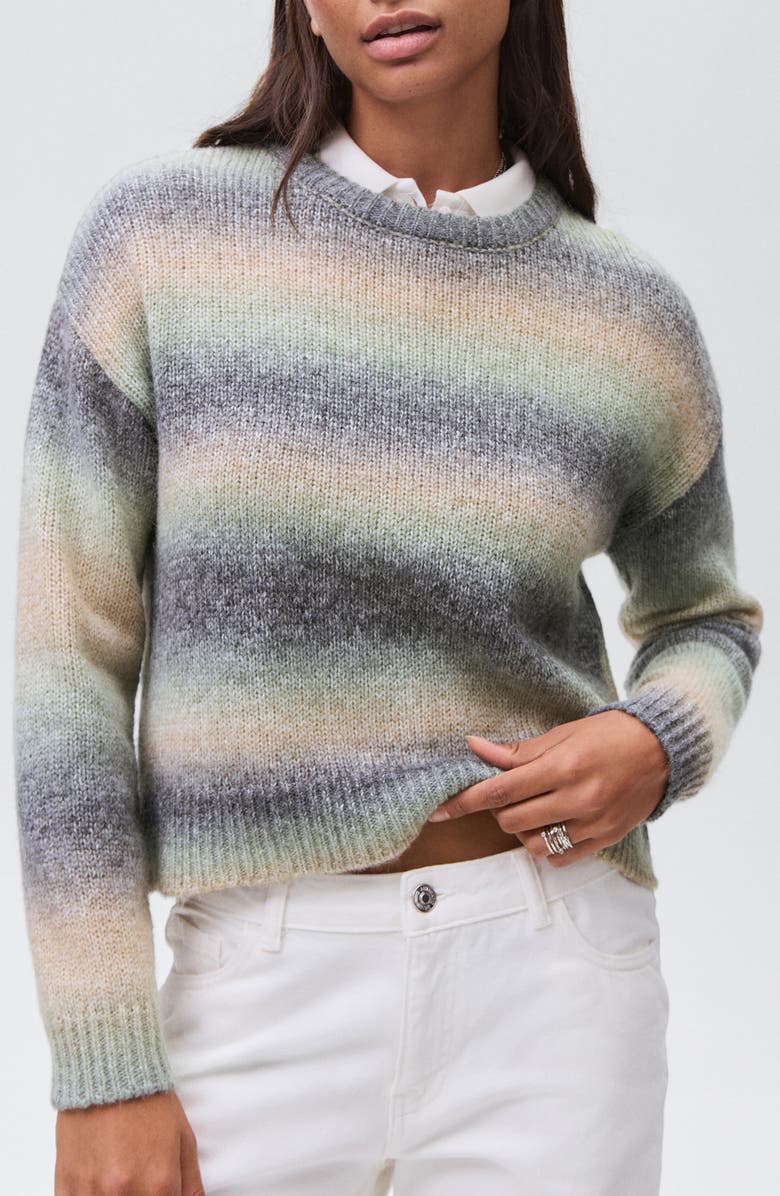 MANGO TEEN Ombré Stripe Sweater, Main, color, Green
