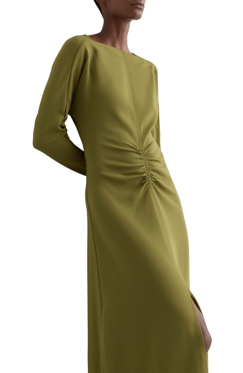 Reiss Adriana Ruched Long Sleeve Maxi Dress, Alternate, color, Chartreuse Green