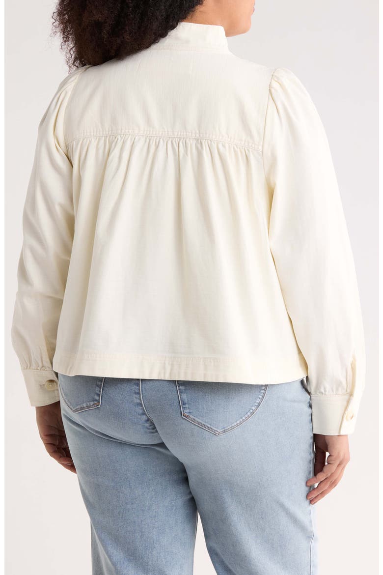 High Neck Stretch Cotton Twill Jacket, Alternate, color, ECRU