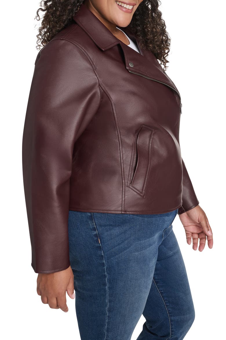 Slim Fit Faux Leather Moto Jacket, Alternate, color, OXBLOOD