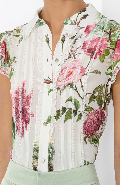 Alice And Olivia Alice + Olivia Minda Silk Blouse In Rose Whisper