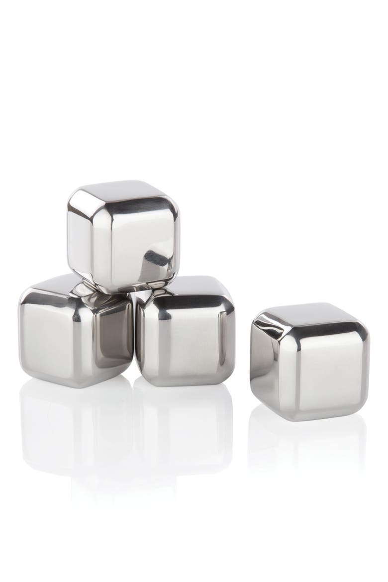 Glacier Rocks Small Cubes in Stainless Steel Set of 4, Main, color, STAINLESS STEEL