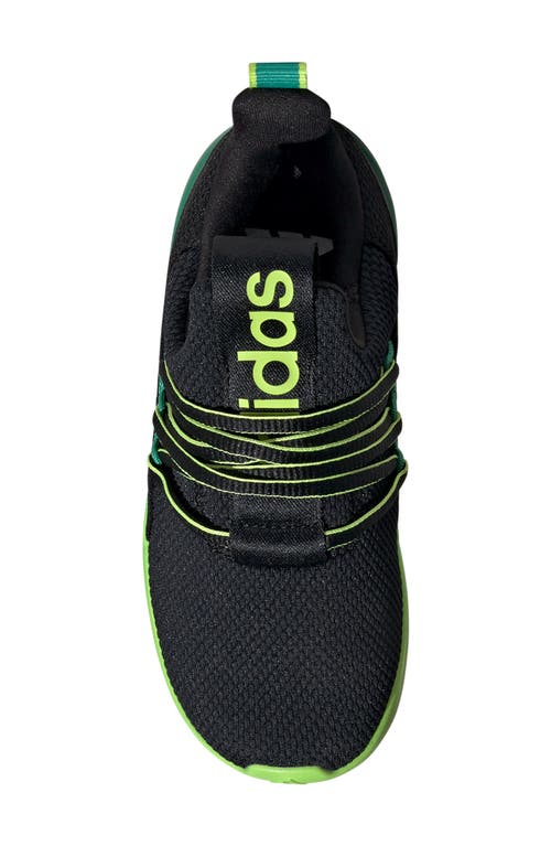 Adidas Originals Adidas Kids' Lite Racer Adapt 7.0 Slip-on Sneaker In Black/green/solar Slime