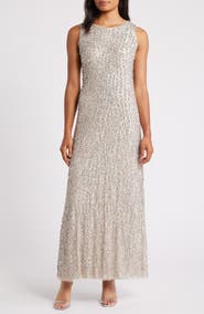 Pisarro Nights Sequin Stripe Sleeveless Gown