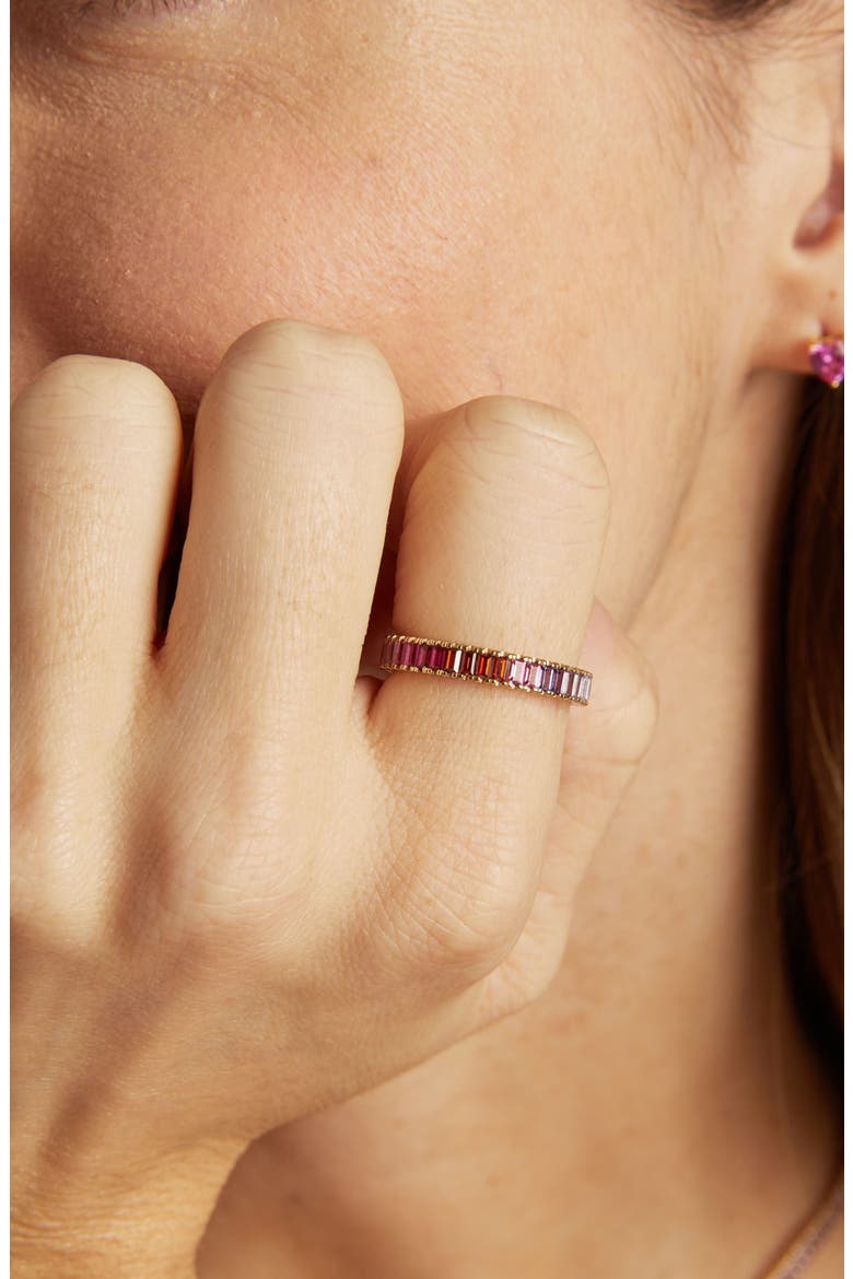 Ombré Baguette Eternity Ring, Alternate, color, Yellow Gold Vermeil