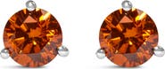 Haus of Brilliance 14K White Gold 1/2 Ct Lab-Grown Orange Diamond 3-Prong Martini Stud Earrings