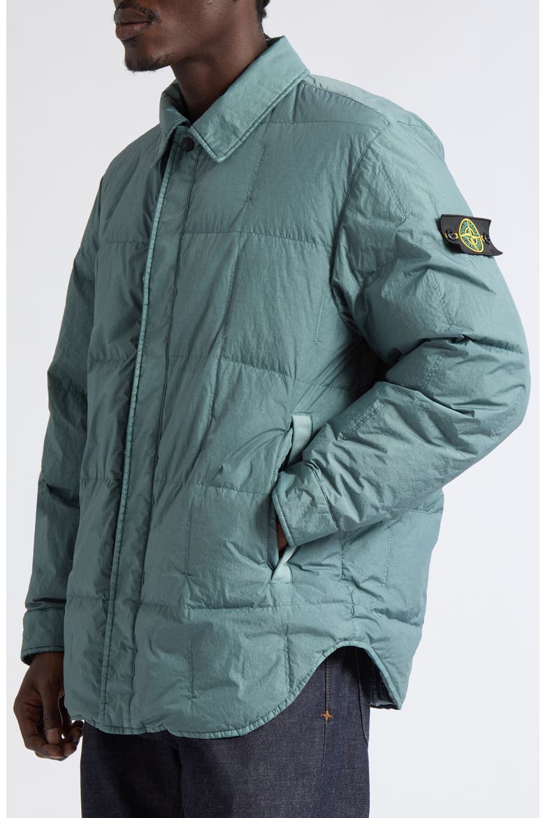 Water Repellent Down Puffer Shirt Jacket, Alternate, color, V002B BLUE ACCIAIO