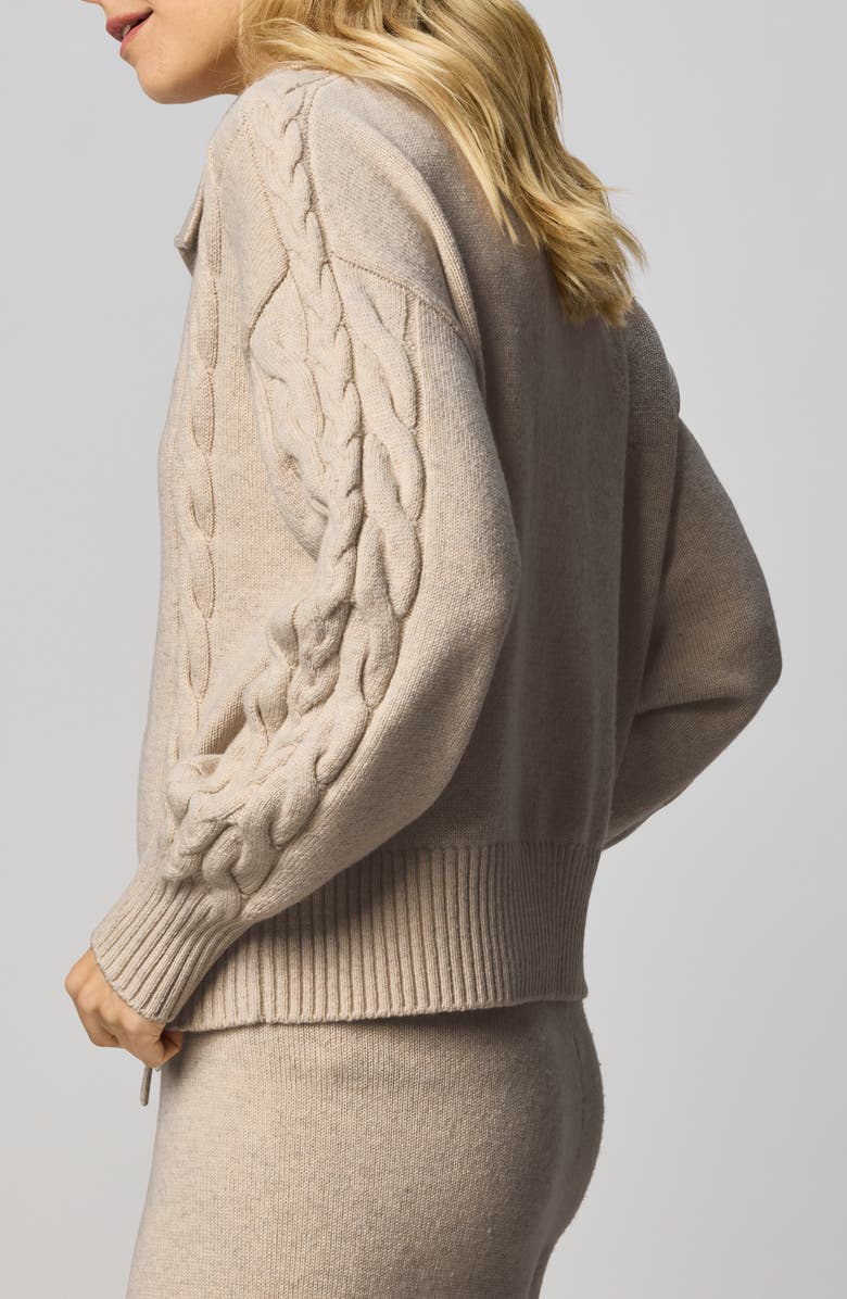 Splendid Jet Set Cable Stitch Polo Sweater, Alternate, color, Cappuccino Brown