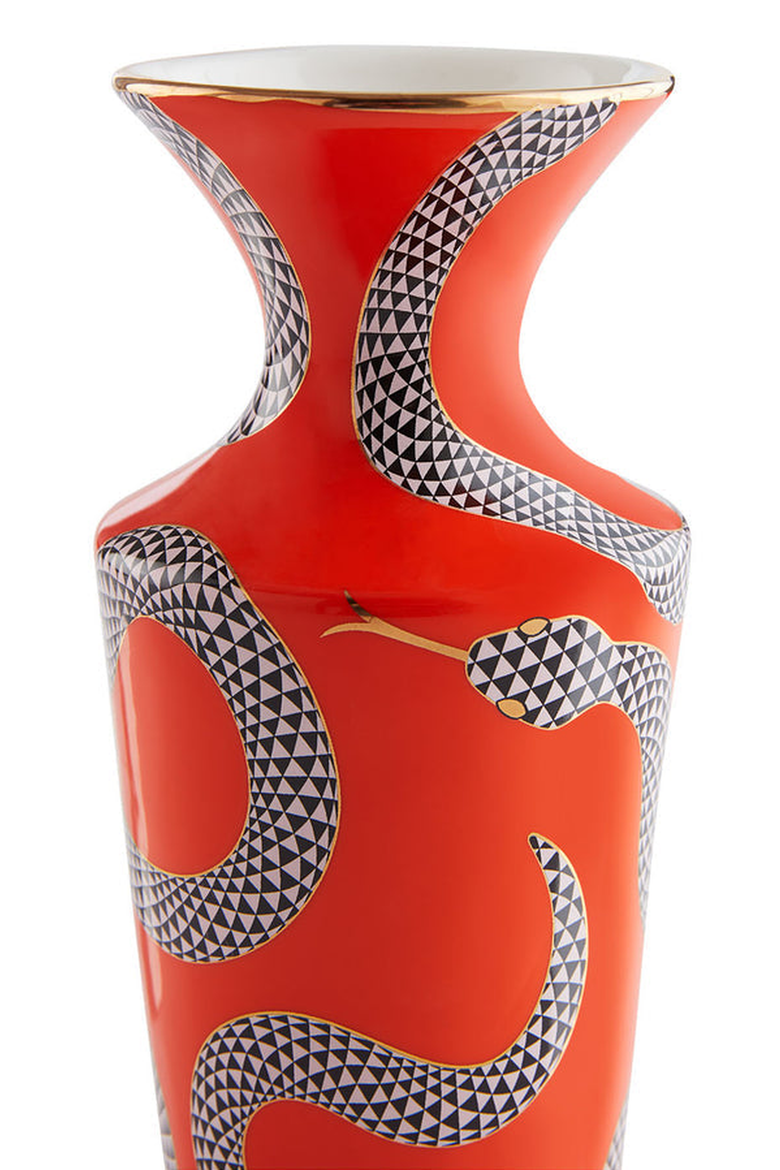 Eden Cuff Vase, Alternate, color, Red with Gold Accents